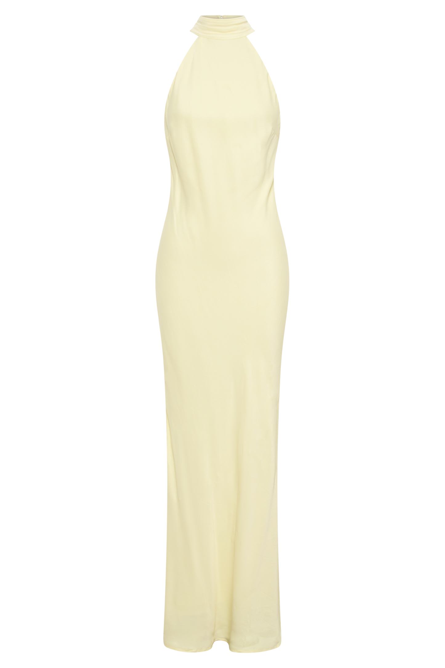 Claire Mat Saten Drape Sırtlı Uzun Elbise - Açık Sarı