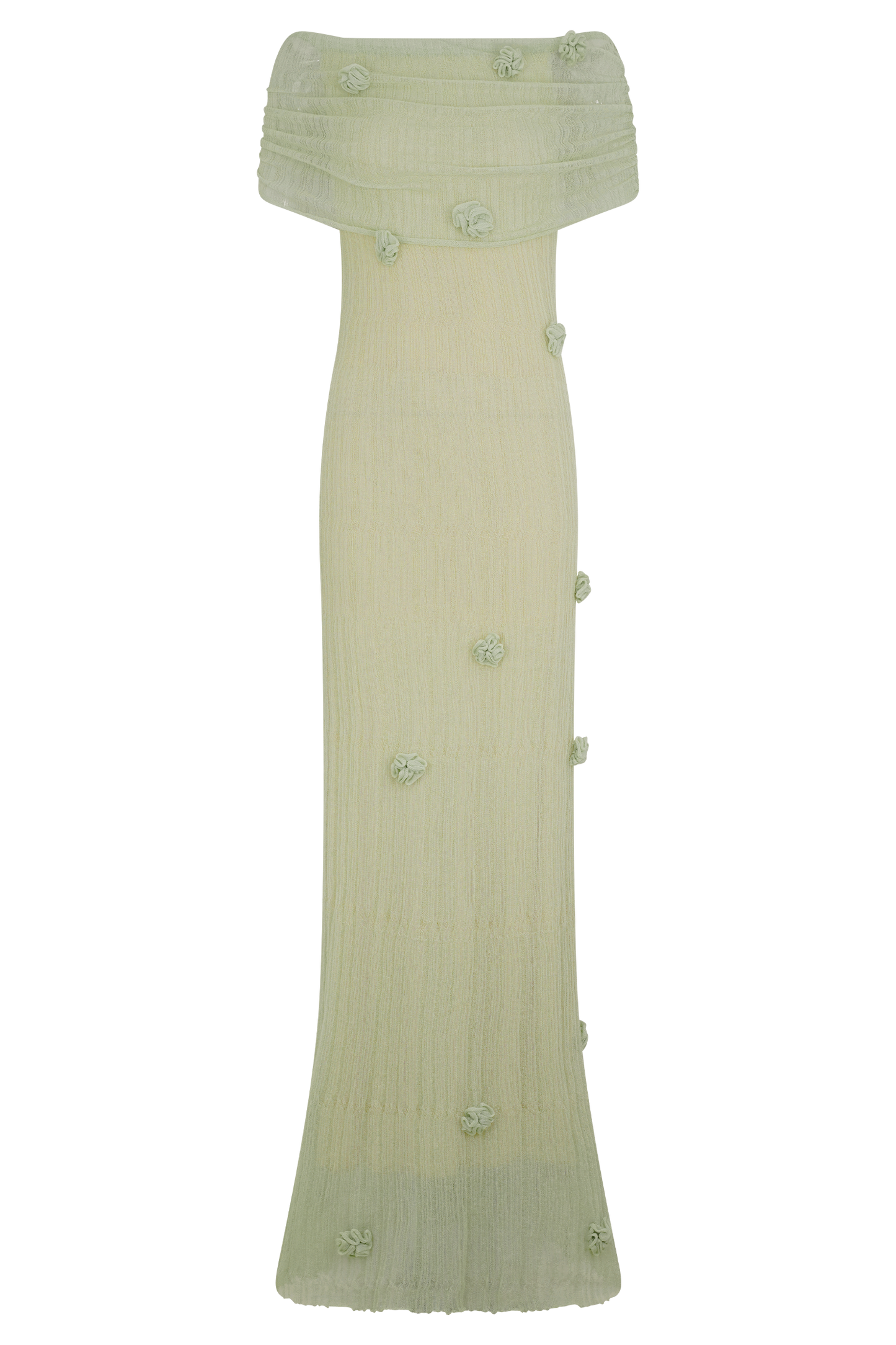 Brynn Orkide Örgü Maxi Elbise - Pastel Yeşil