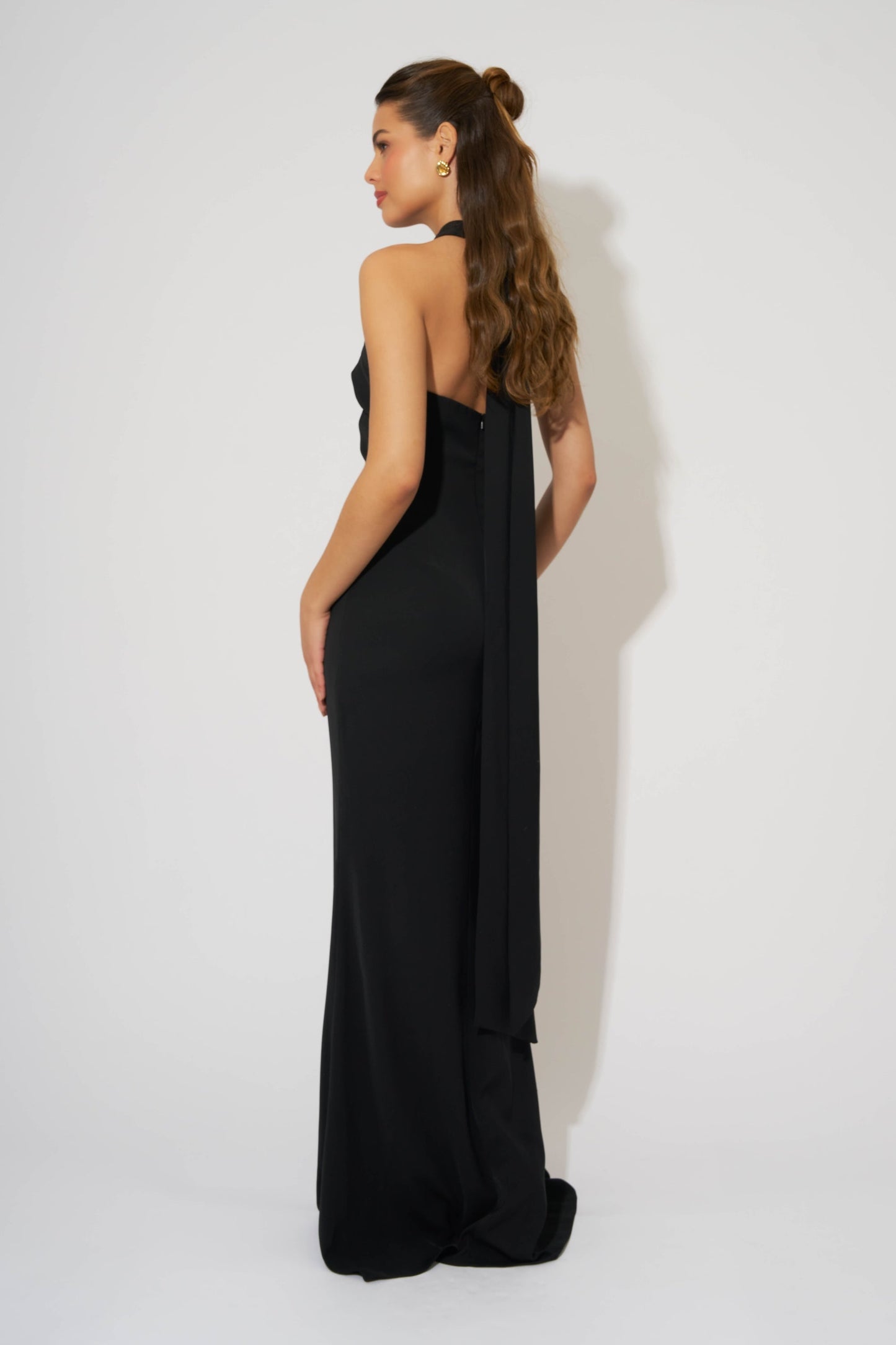 Cross Halter uzun elbise