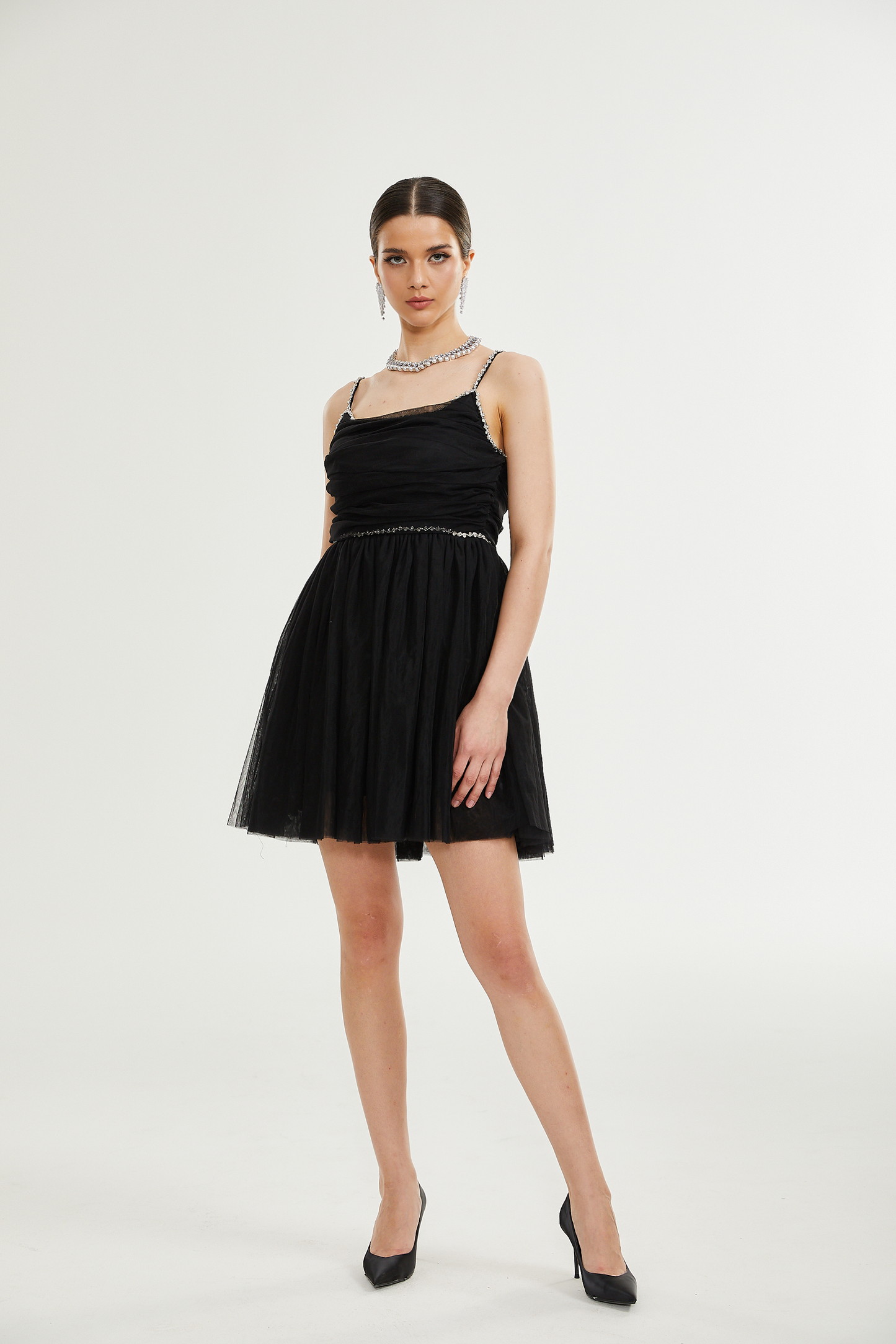 Catriona İşlemeli Tül Mini Elbise