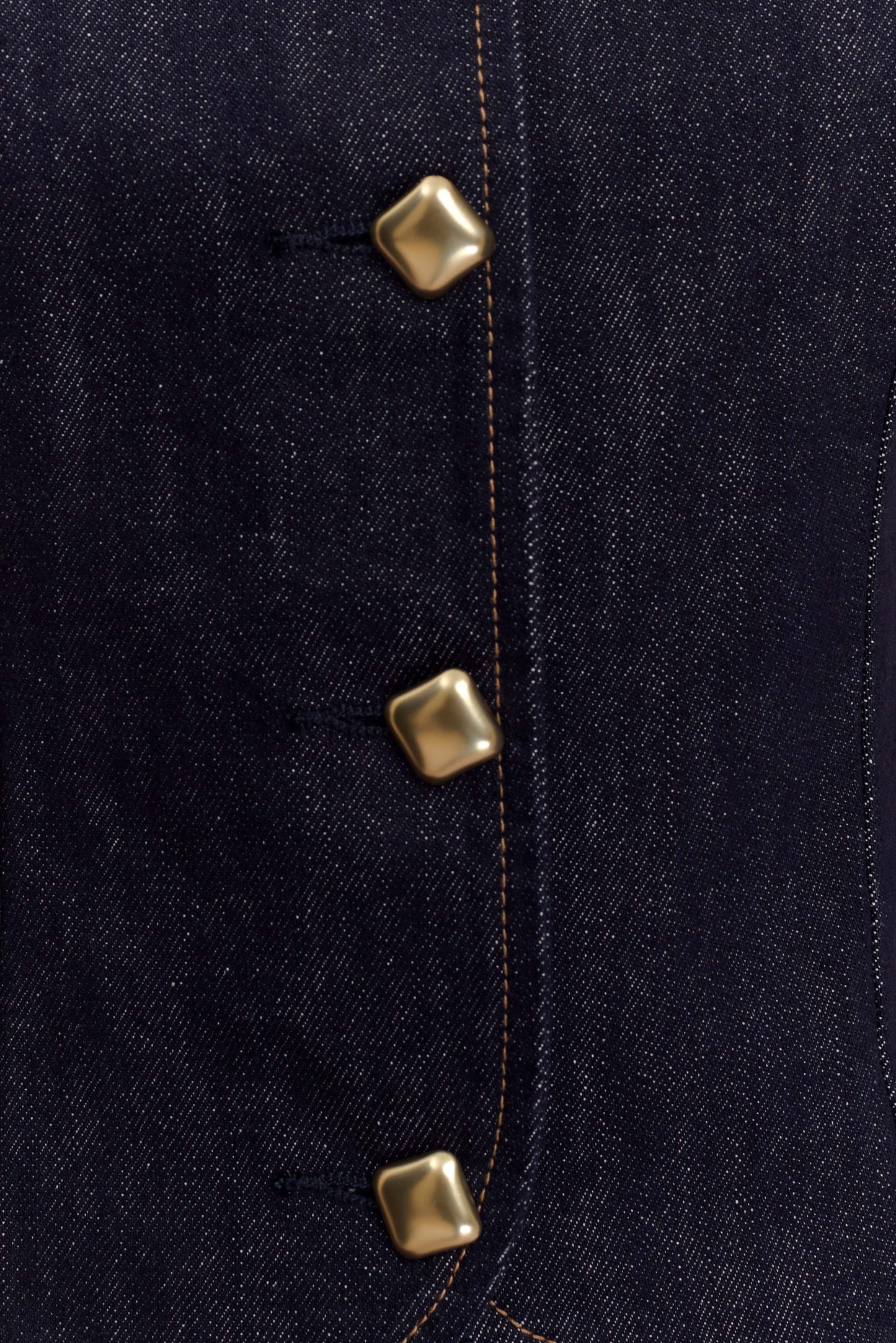 Bethany Kısa Kollu Düğmeli Denim Üst - Yıkanmış İndigo Mavi
