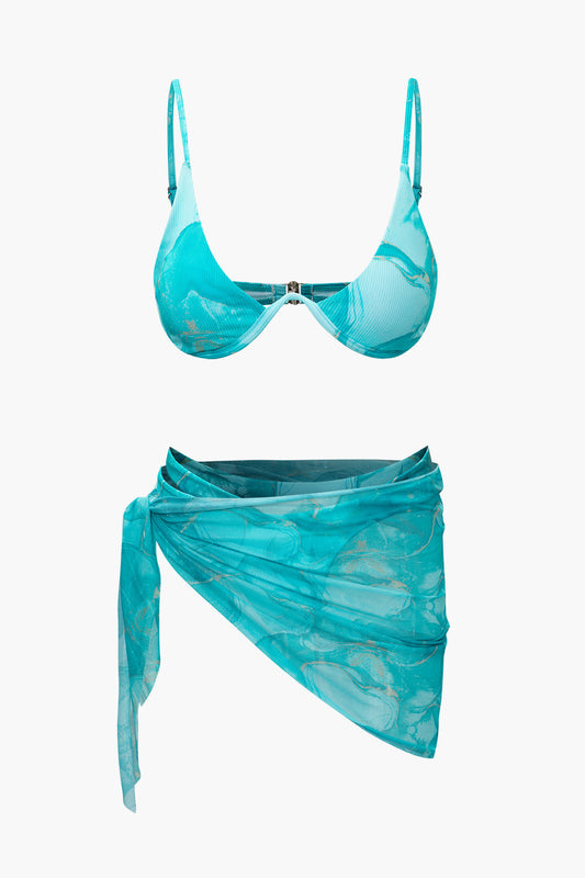 Baskılı Bikini ve Pareo Takımı