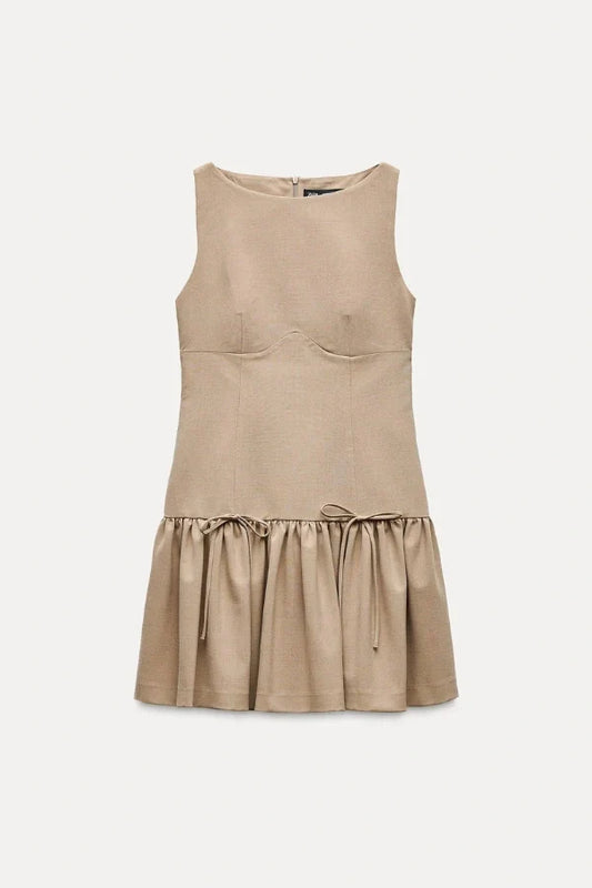 Florence Fiyonklu Fırfırlı Mini Elbise