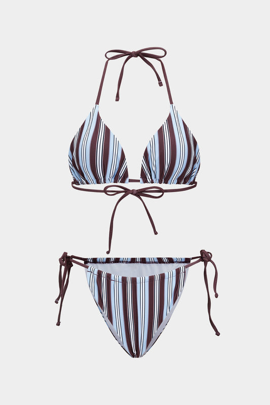 Terra Çizgili Halter Bikini Takımı