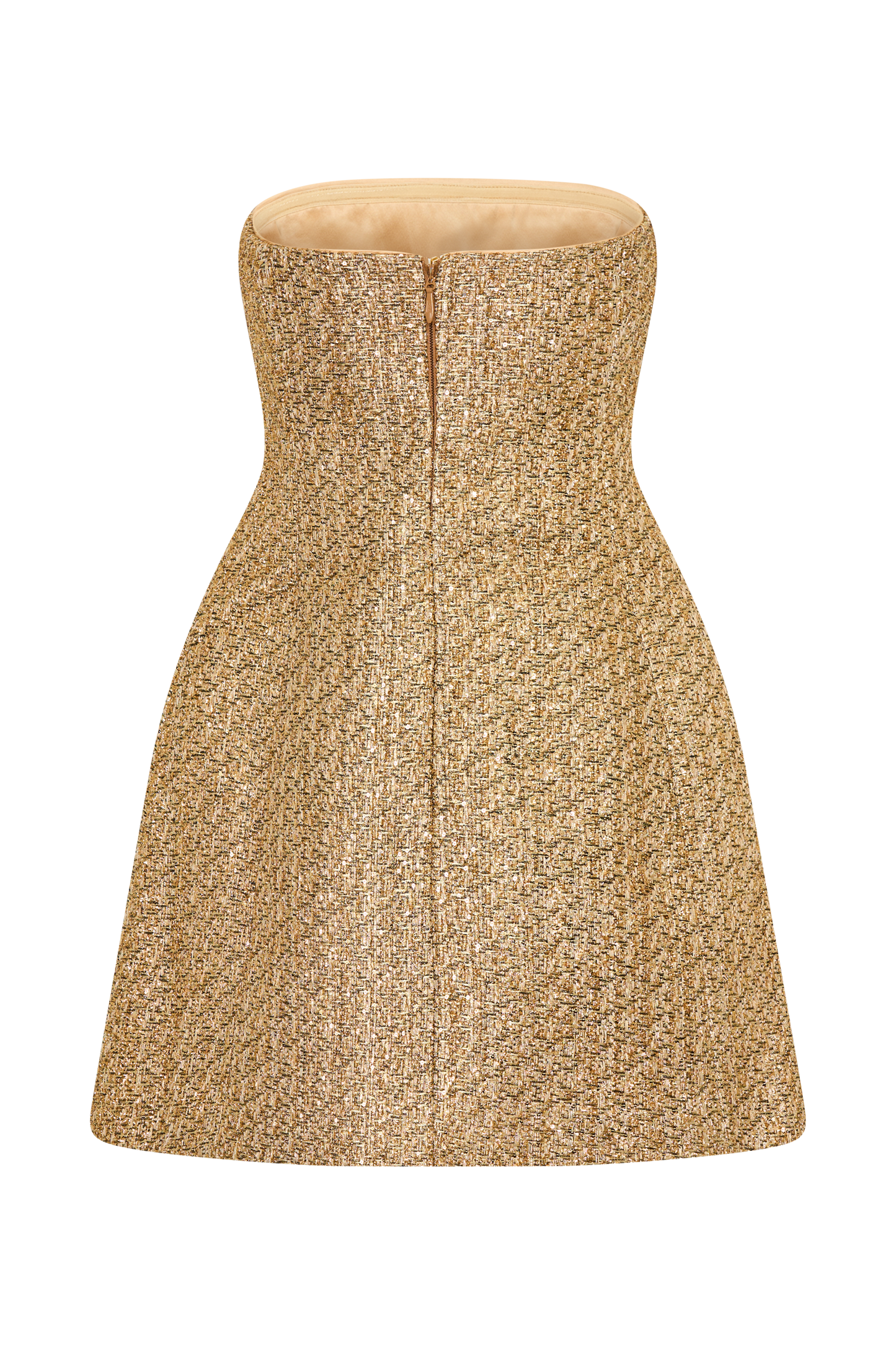Gala Straplez Tüvit Mini Elbise - Gold