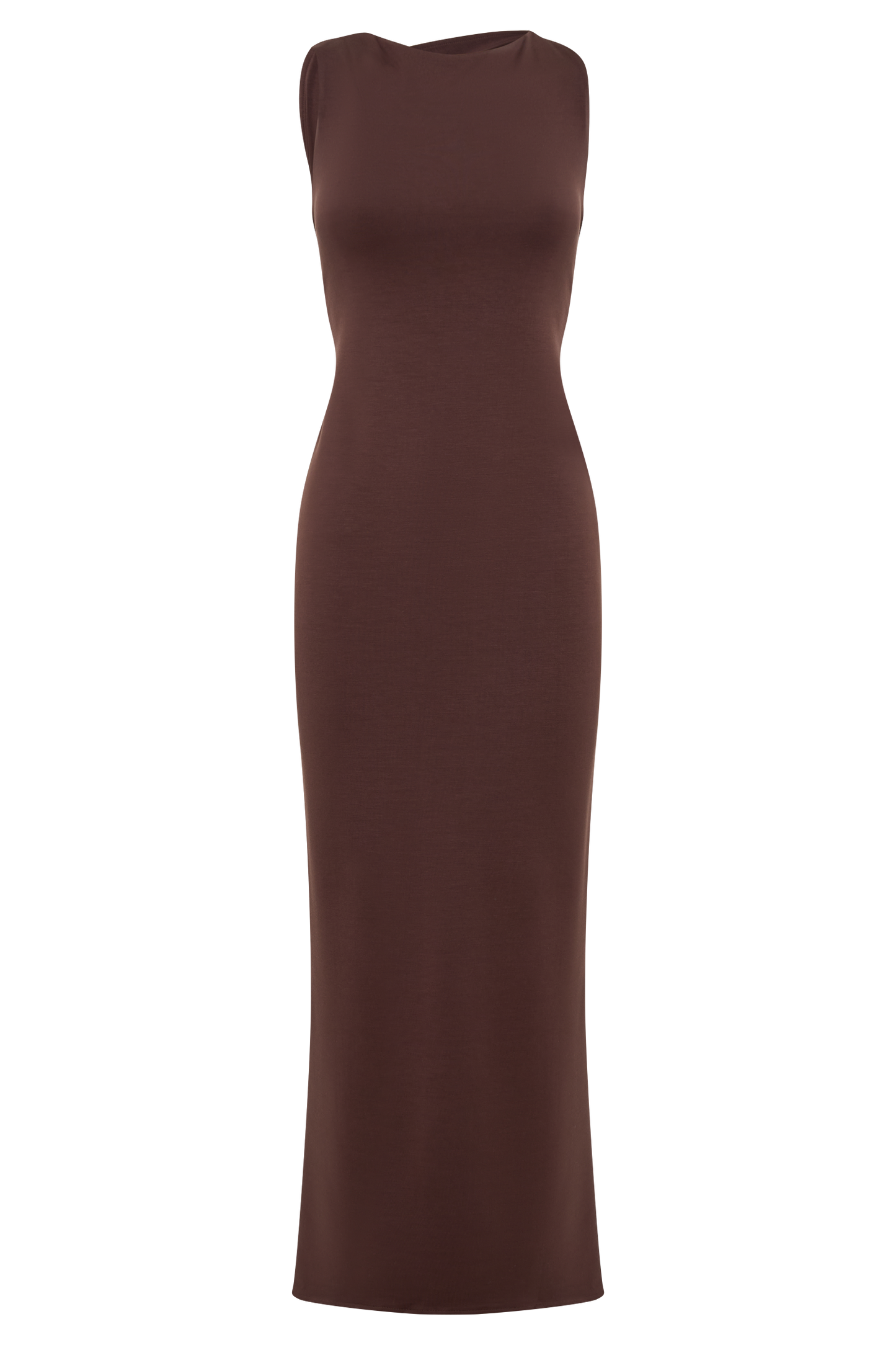 Catelyn Asimetrik Scuba Jersey Midi Elbise - Kakao Kahvesi