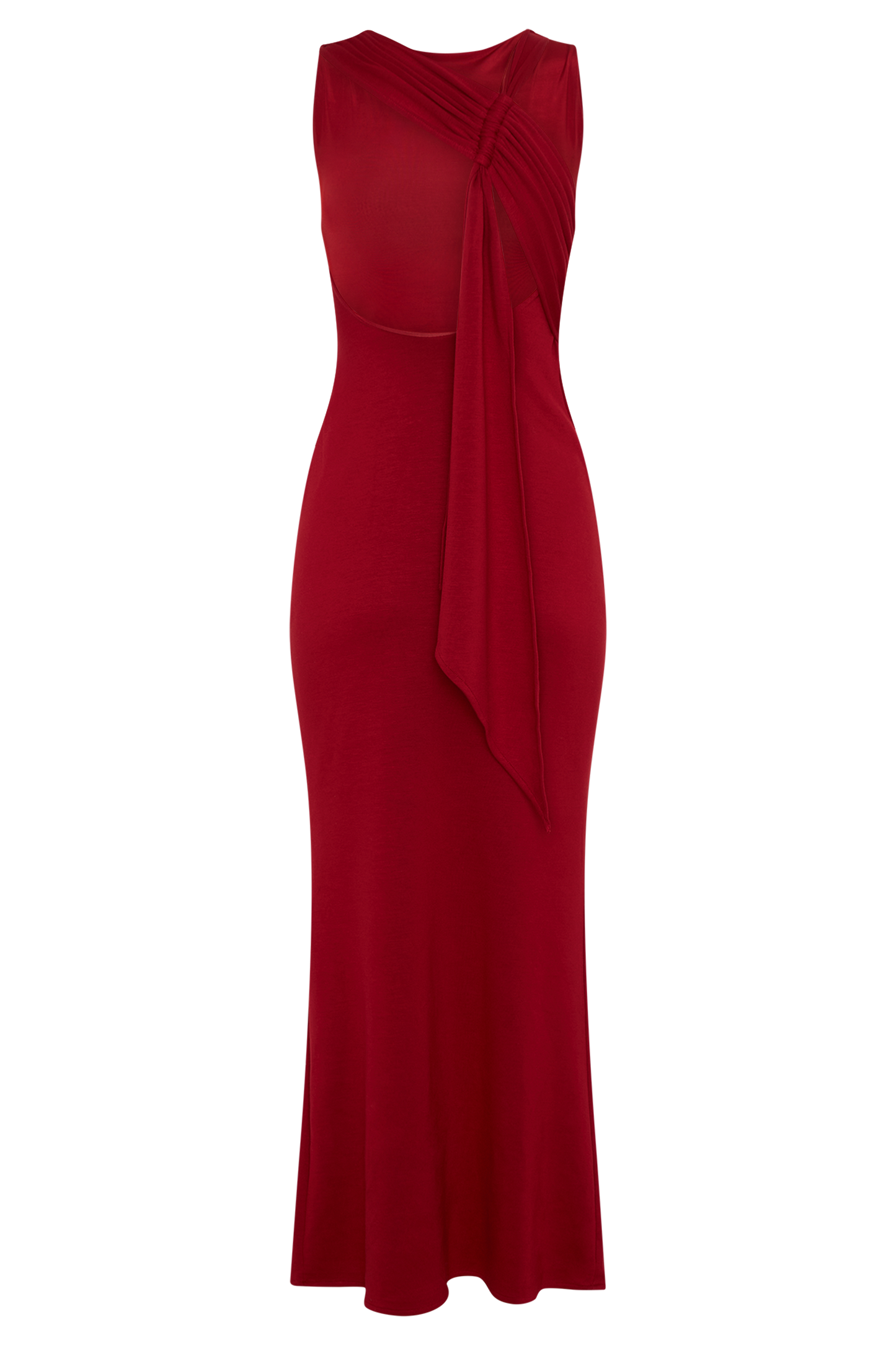 Catelyn Asimetrik Scuba Jersey Midi Elbise - Yakut