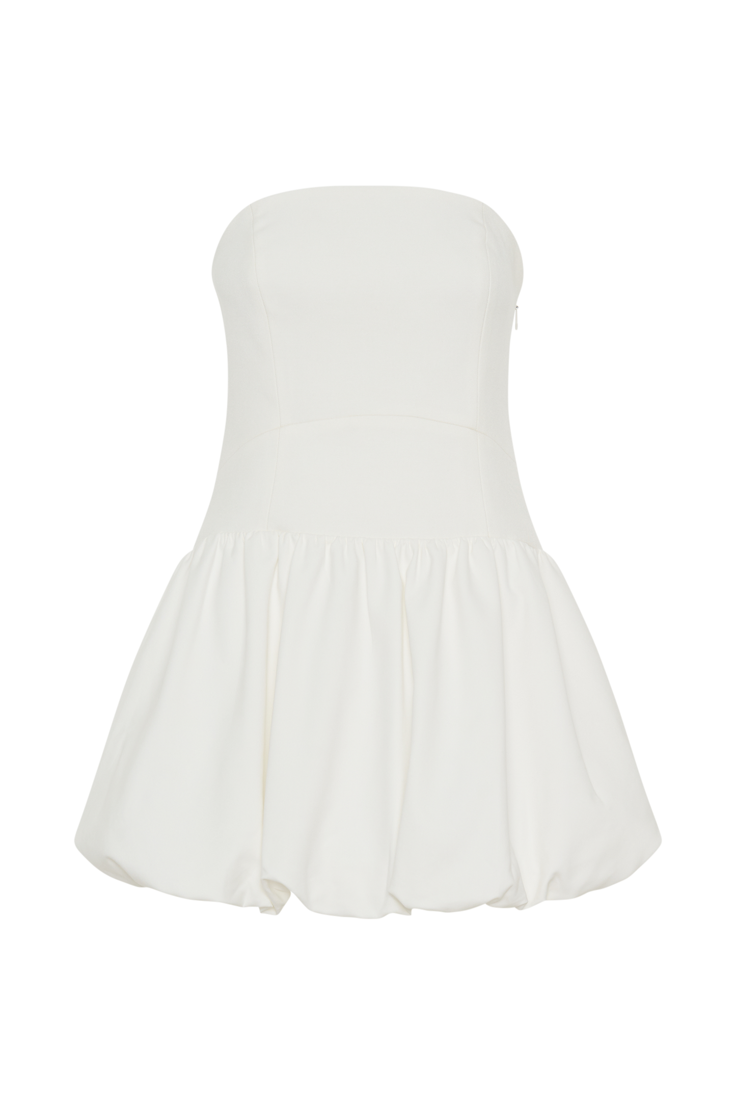 Clementina Straplez Baloncuklu Mini Elbise - Beyaz