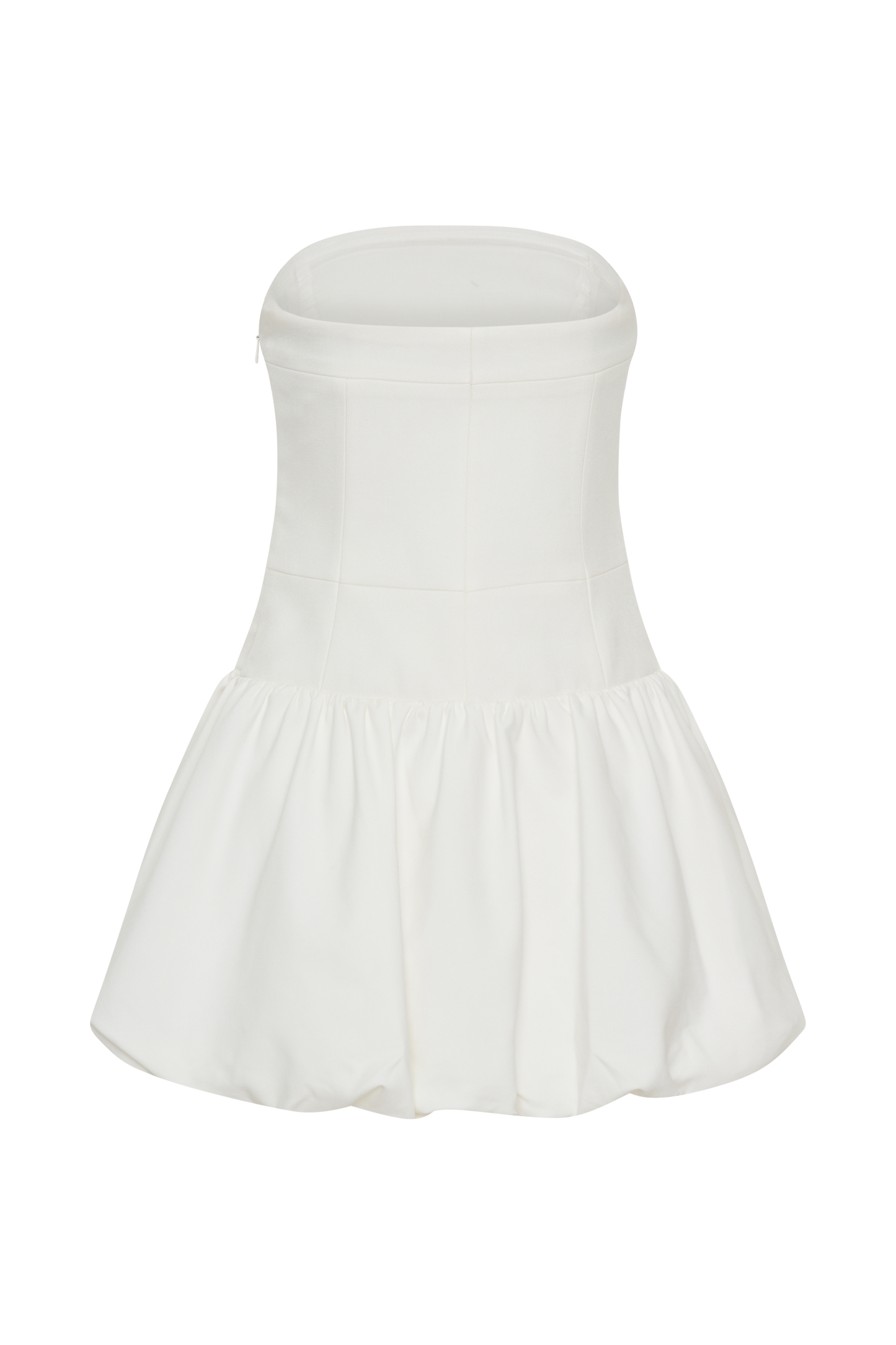 Clementina Straplez Baloncuklu Mini Elbise - Beyaz