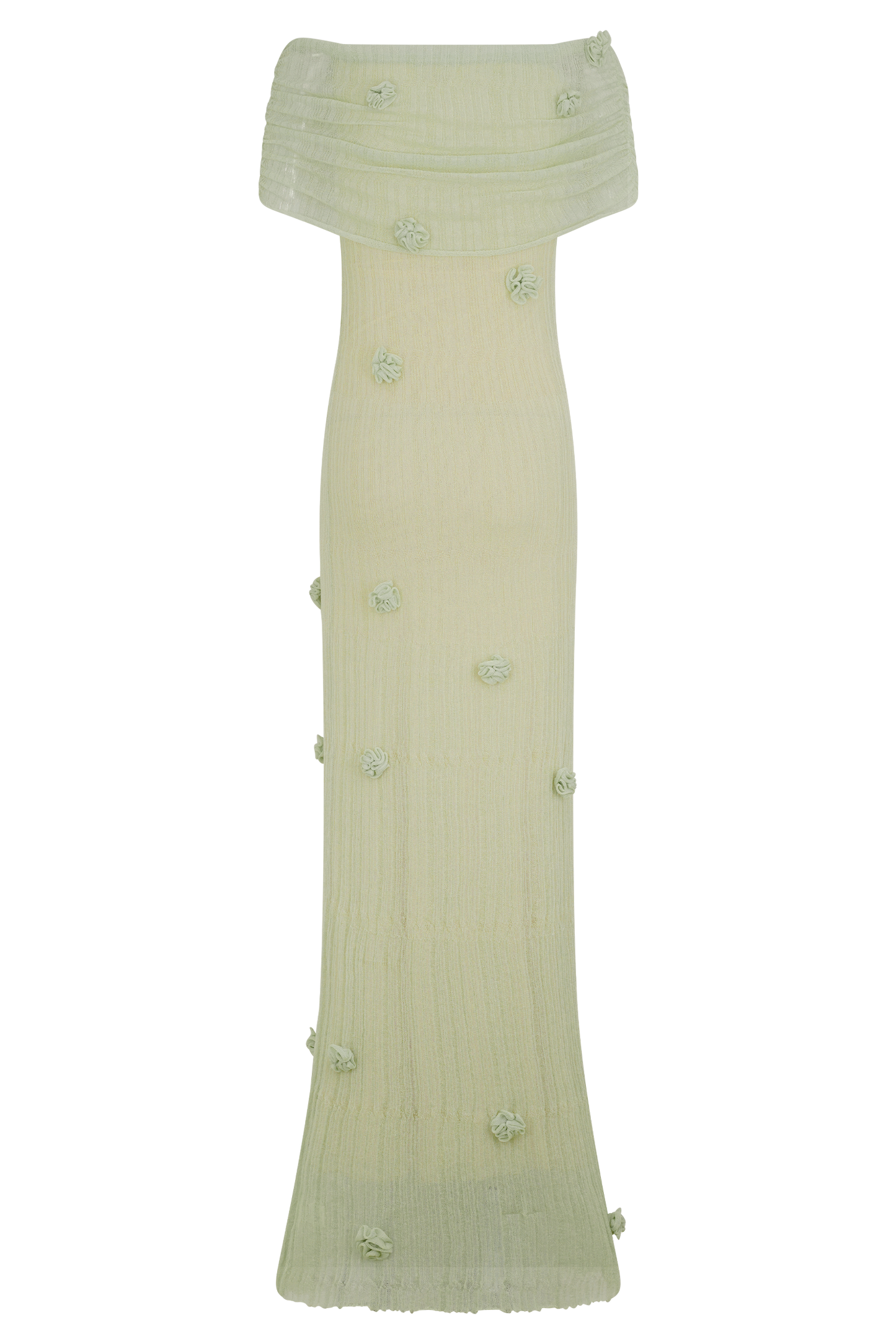 Brynn Orkide Örgü Maxi Elbise - Pastel Yeşil