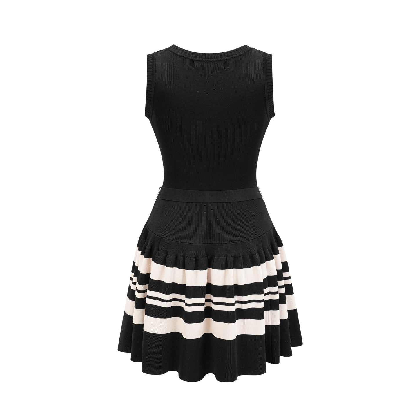 Clothilde Çizgili Desen Pilili Mini Elbise