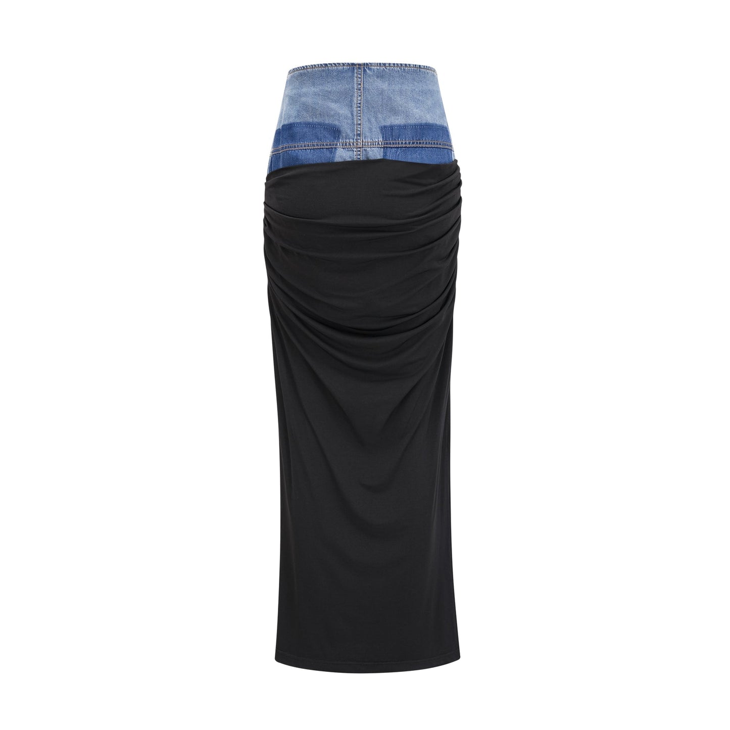 Nala Jarse Panelli Denim Üst Ve Etek Uyumlu Set