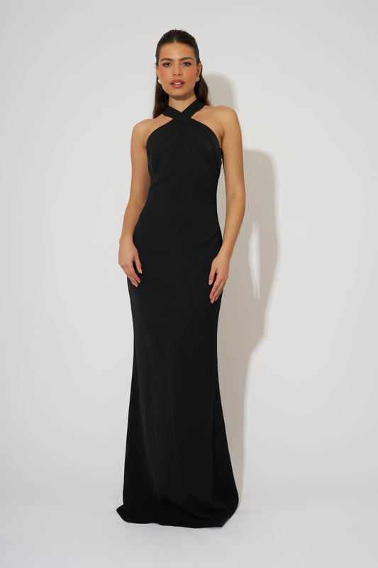 Cross Halter uzun elbise