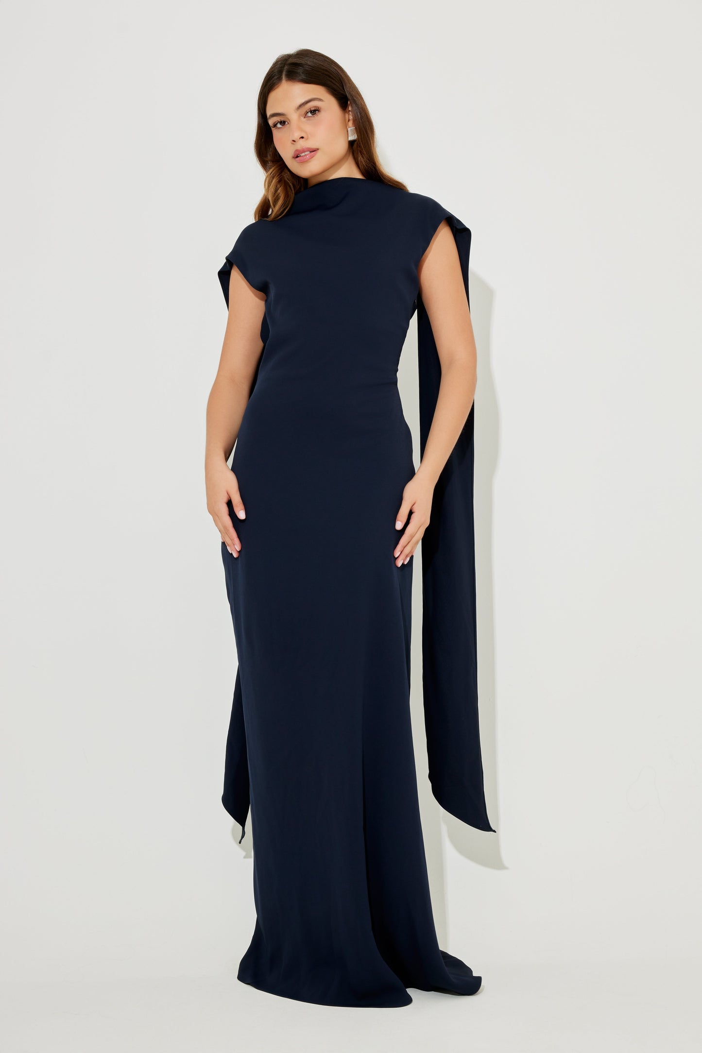 Drape uzun elbise