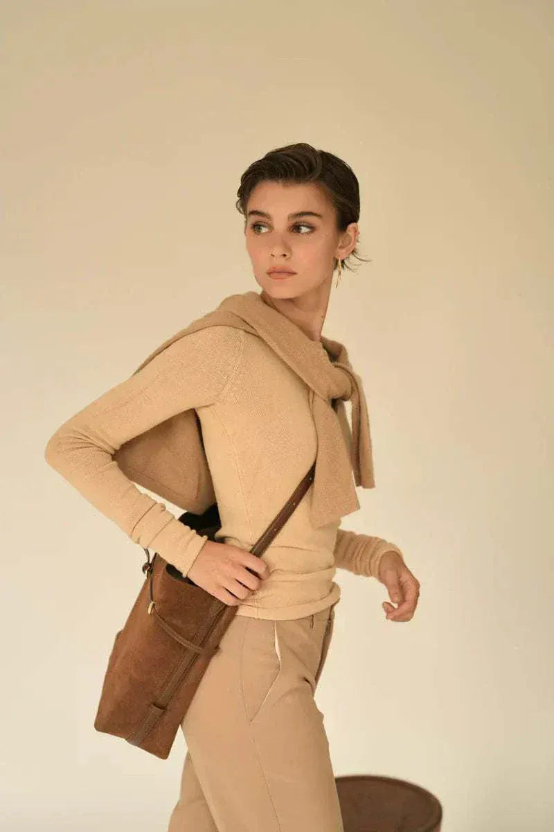 Avenne Suede Belted Tote Bag