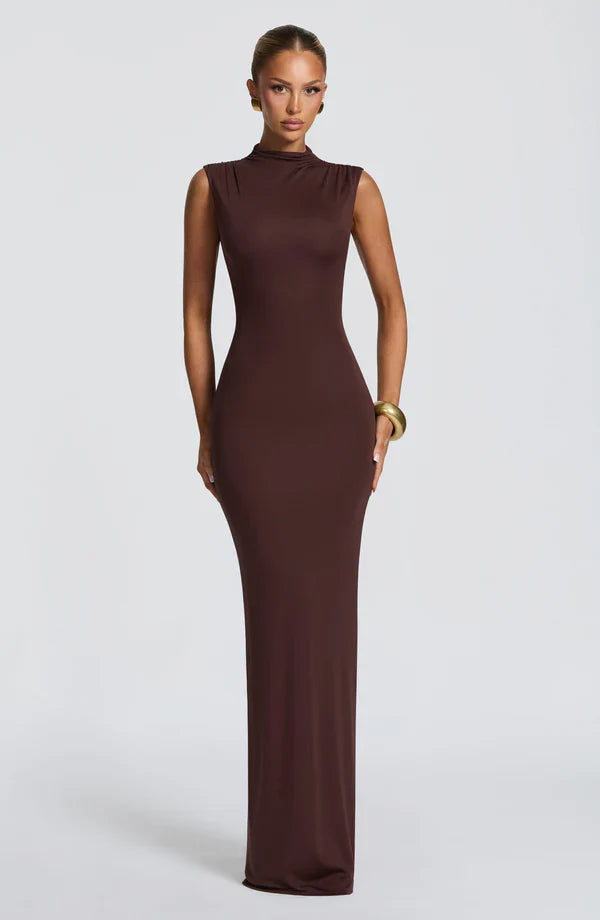 Soline Maxi Dress - Plum Brown