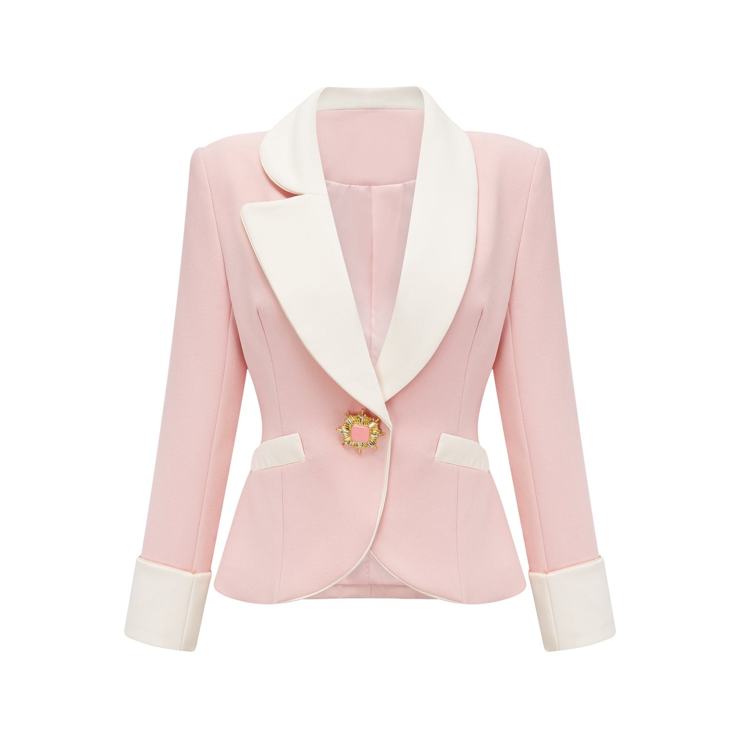 Claretta Renk Bloklu Blazer Ve Pantolon Uyumlu Takım