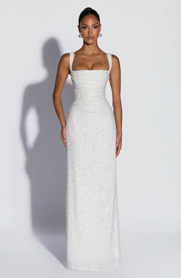 Calanthe Maxi Dress - Ivory Sparkle