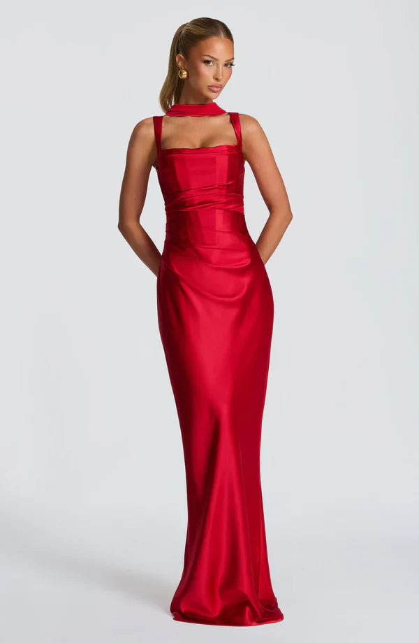 Cassia Midi Dress - Plum Brown