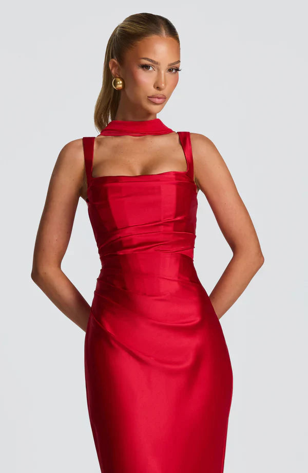 Cassia Midi Dress - Plum Brown