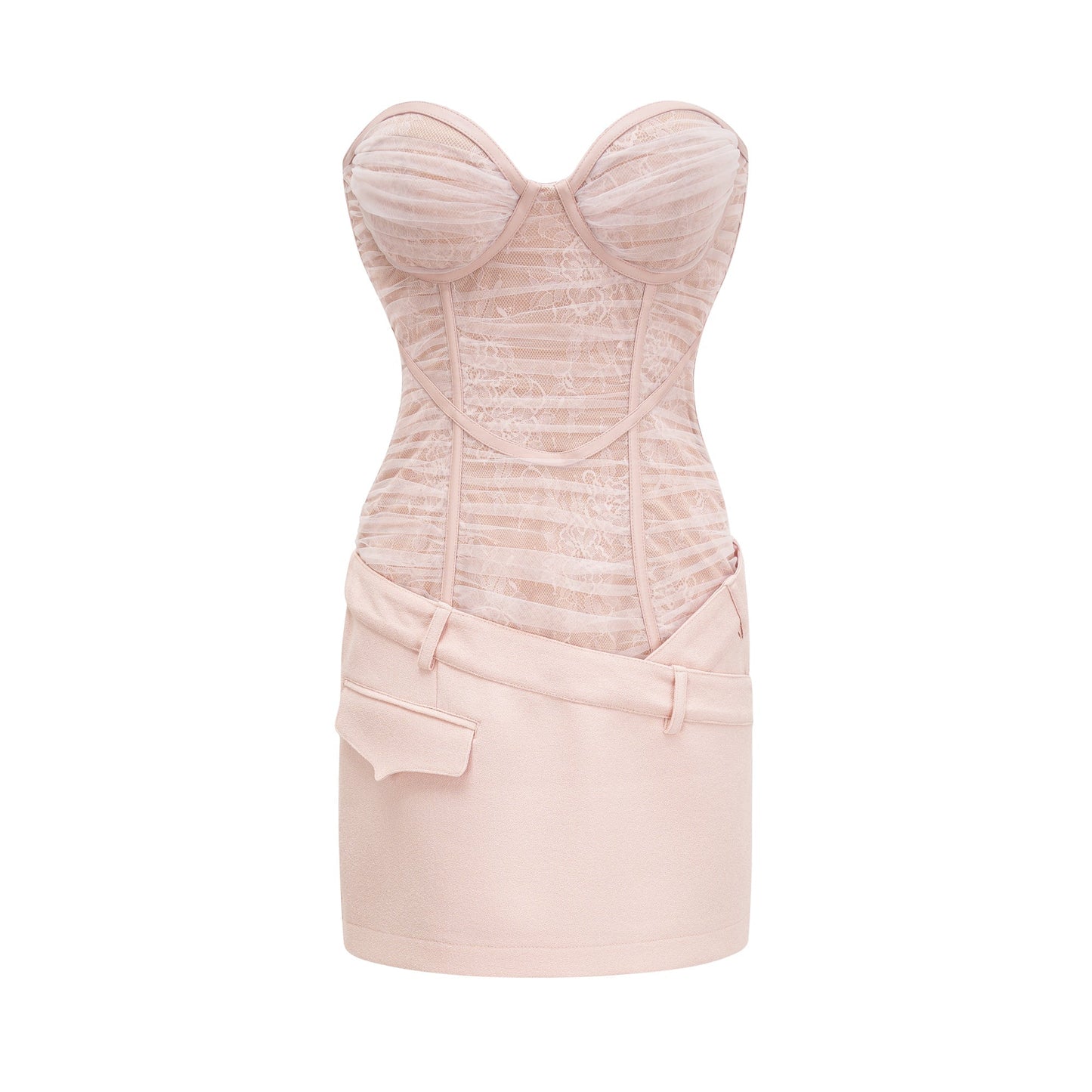Cerys Pembe File Mini Elbise