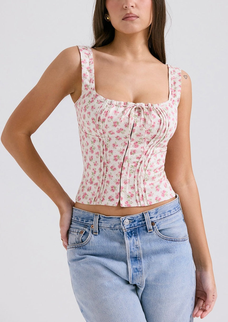 Daniela Çiçek Baskılı Crop Büstiyer