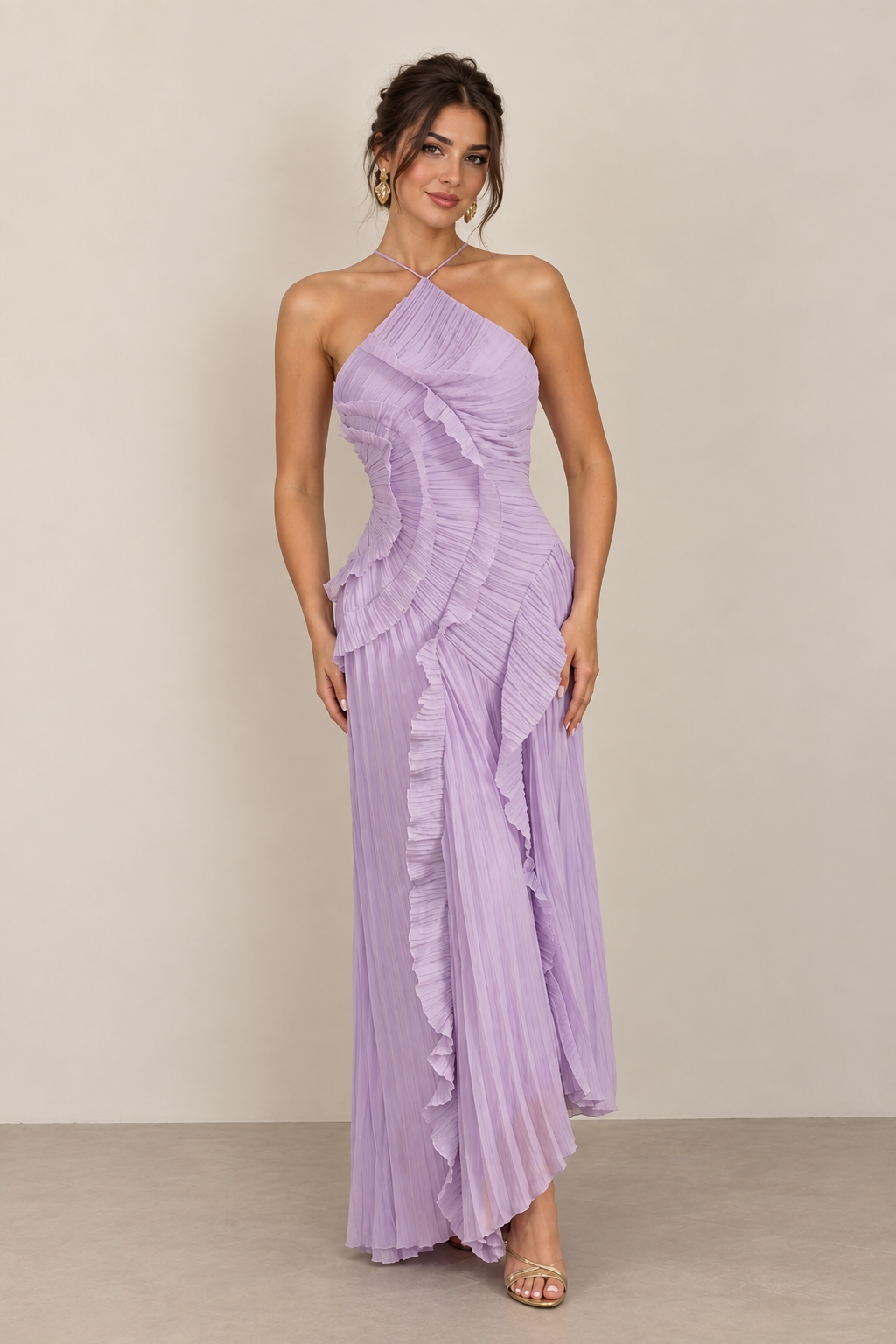 lisa Pileli Premium Midi Elbise