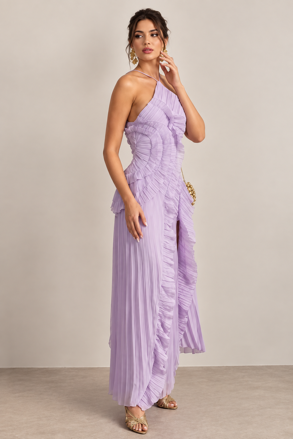 lisa Pileli Premium Midi Elbise