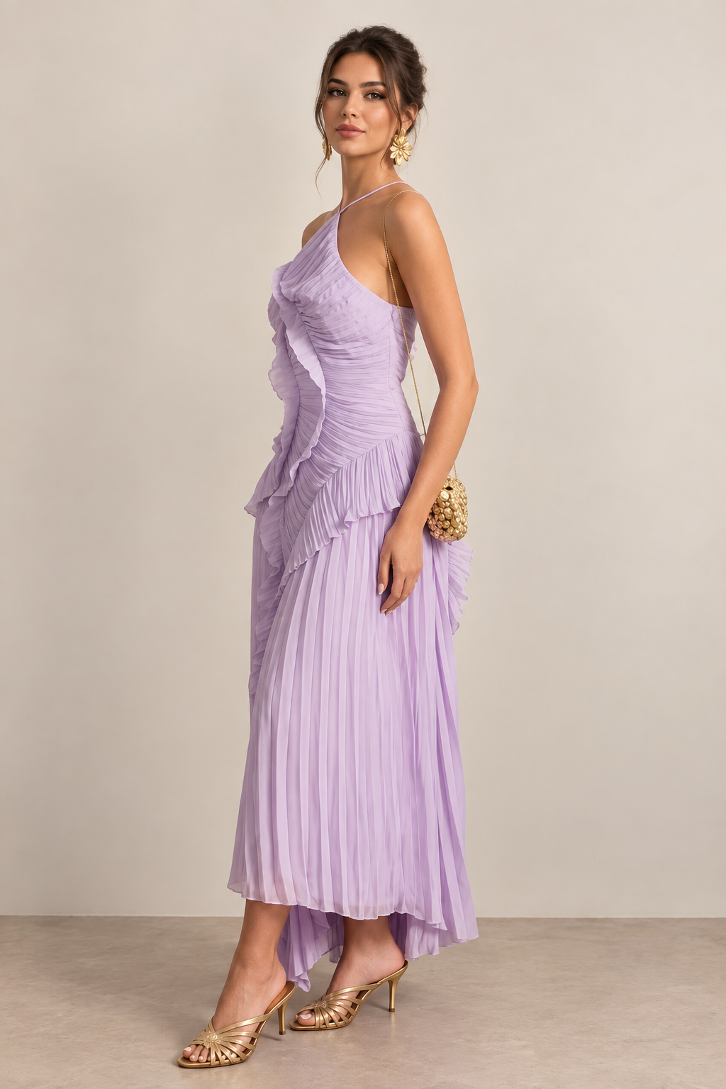 lisa Pileli Premium Midi Elbise
